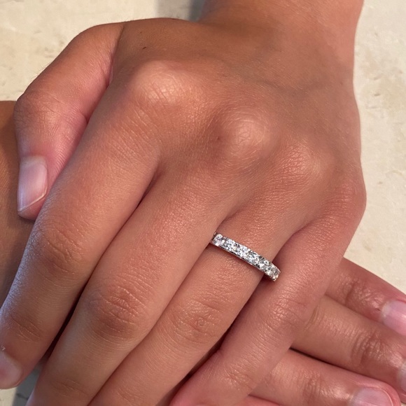 Sale $20 Firm! .925 Sterling Silver Round Cz Eternity Band - Picture 9 of 13